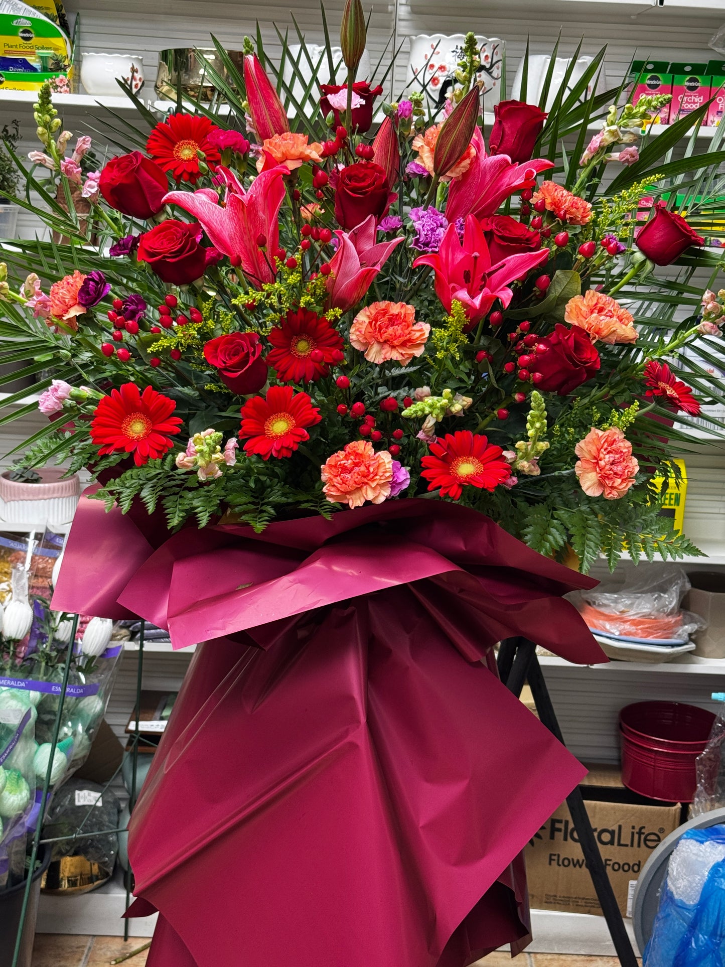 red lily grand opening 红百合花篮