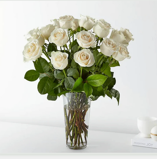 E5435D Long Stem White Rose Bouquet 18